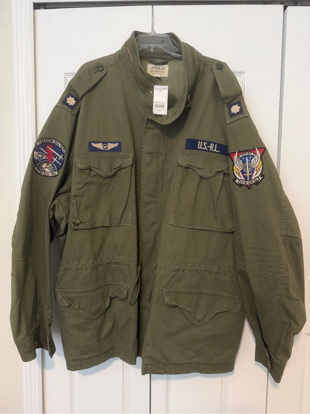 Polo by Ralph Lauren Olive Green Military Field Jacket with Patches